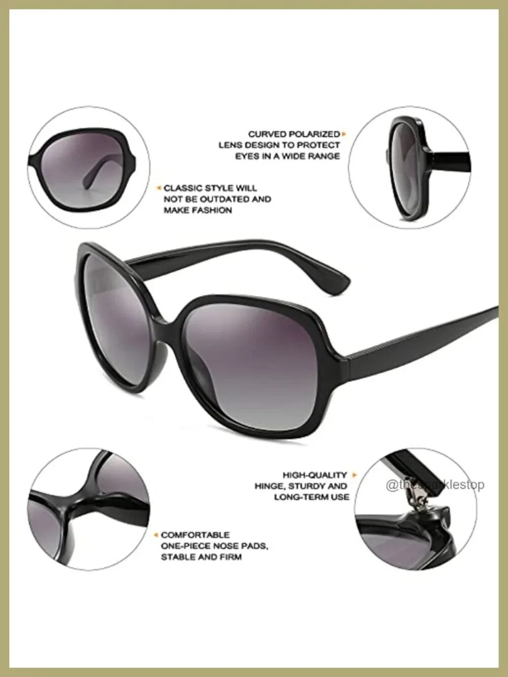 Oversized Polarized Square Sunglasses UV400 Protection Women Men Retro Shades